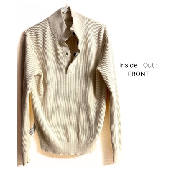 Banana Republic Sweater Sz: S Ivory / Casual Office Academia Waffle Mock-Neck - Picture 7 of 9